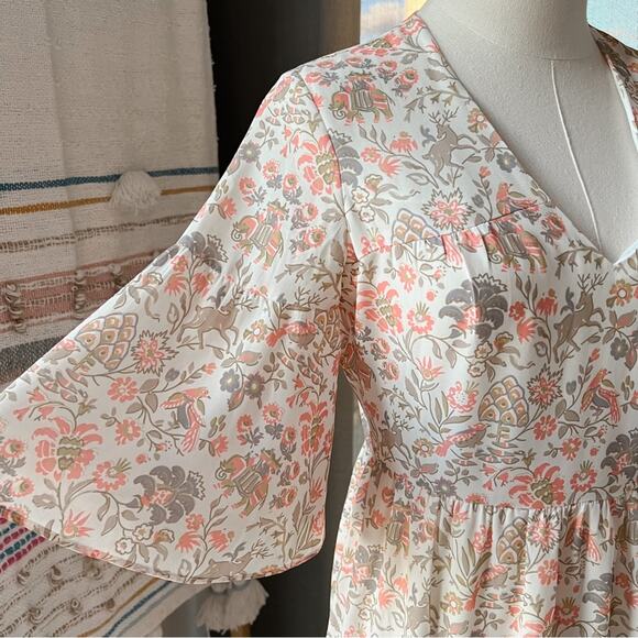 Tuckernuck The Ginger Floral Short Flutter Sleeves Maxi Dress Women’s Size XS - Picture 3 of 9